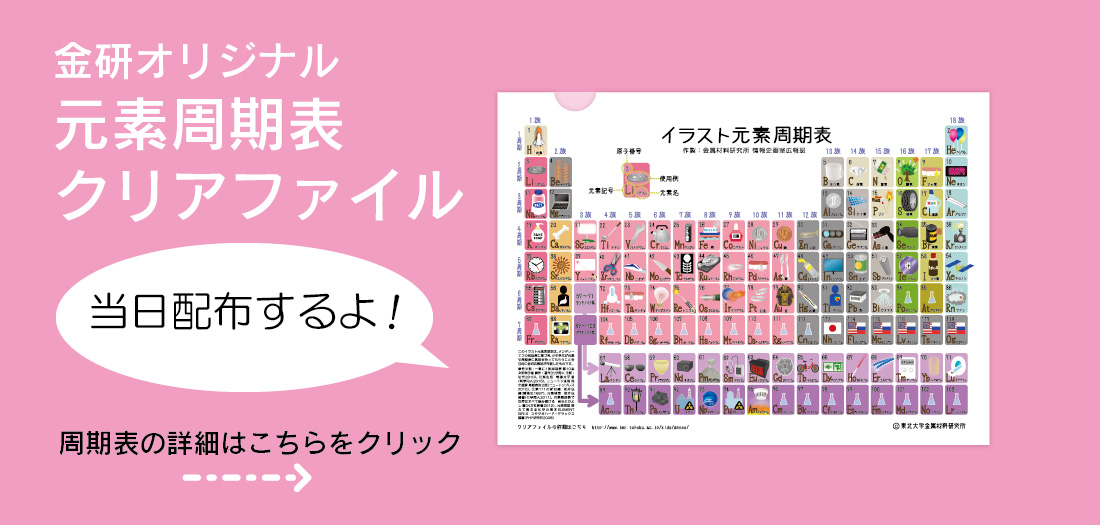 金研オリジナル元素周期表クリアファイル