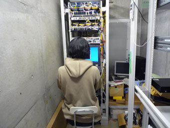 A technical staff working in the server room